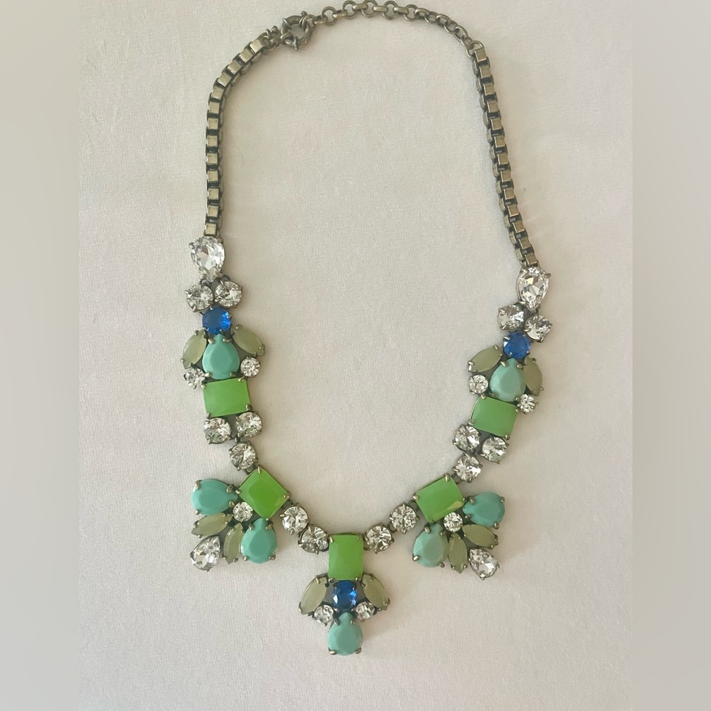 J. Crew Green and Blue Crystal Necklace
